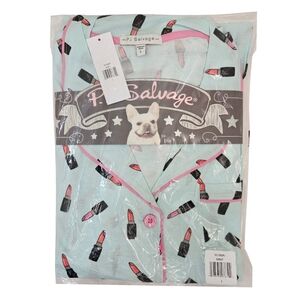 PJ Salvage Jersey Pajama Set Lipstick Women Large Mint Top & Pants NWT 💄
